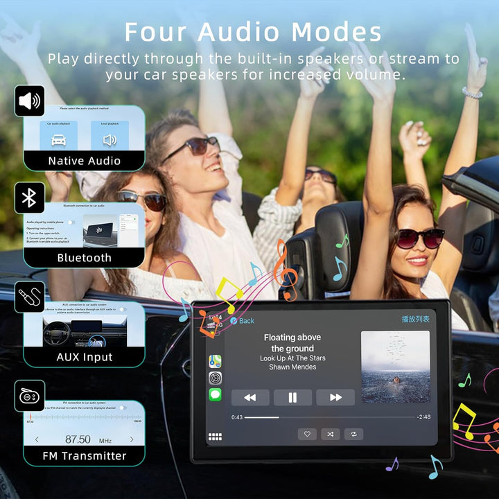 plimpton Upgraded Wireless Carplay, Android Auto Screen for Car, 9 Inch IPS Touch Screen Car Play Driveplay Multimedia Player with Voice Control, Mirror Link, BT, FM