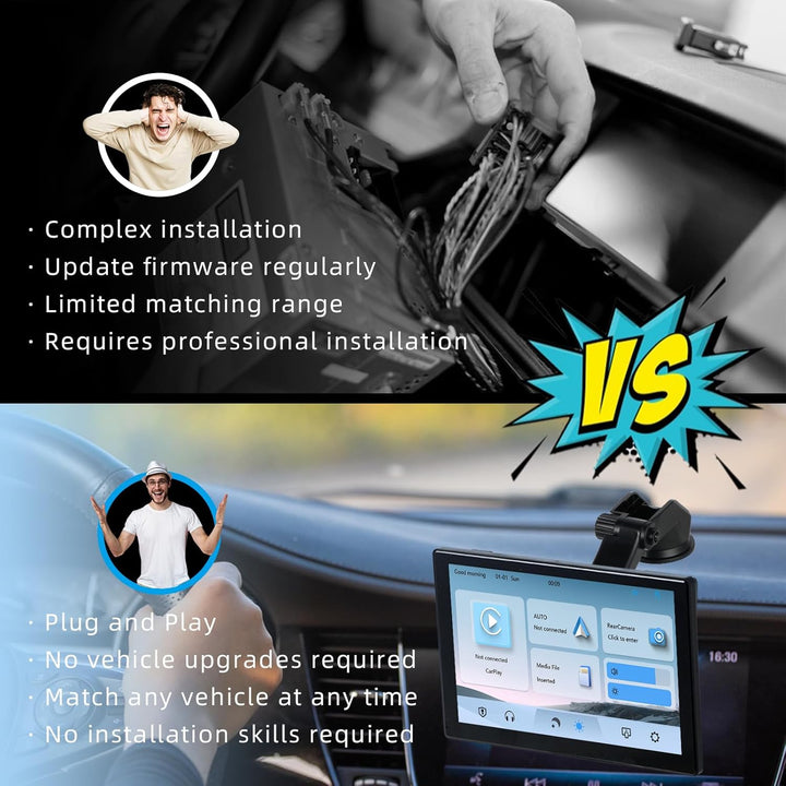 plimpton Upgraded Wireless Carplay, Android Auto Screen for Car, 9 Inch IPS Touch Screen Car Play Driveplay Multimedia Player with Voice Control, Mirror Link, BT, FM