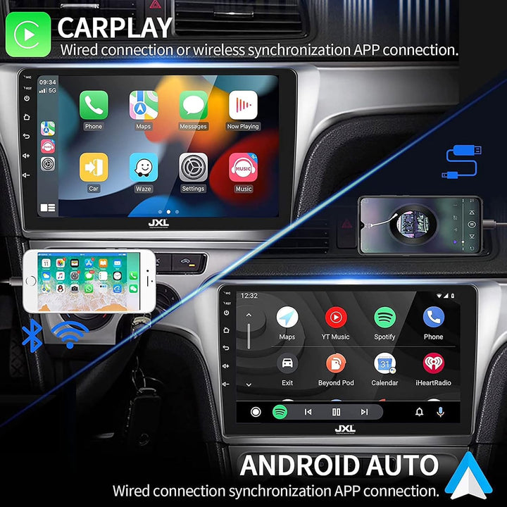 JXL 9 Inch HD 1280P Car Android Stereo 4GB RAM/32GB ROM with MTK (TS9) Processor Wireless Android Auto and Wireless Apple Car Play Gorilla Glass IPS Display
