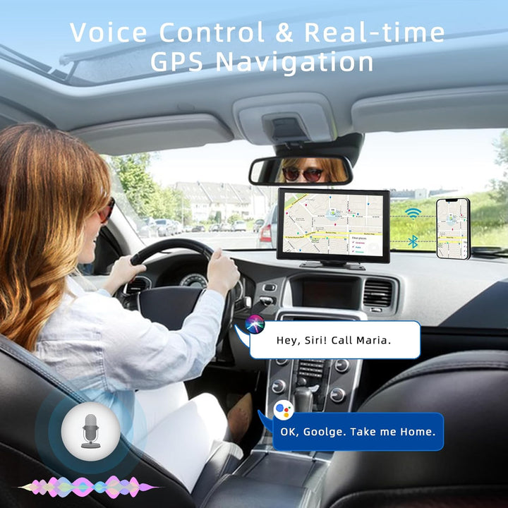 plimpton Upgraded Wireless Carplay, Android Auto Screen for Car, 9 Inch IPS Touch Screen Car Play Driveplay Multimedia Player with Voice Control, Mirror Link, BT, FM