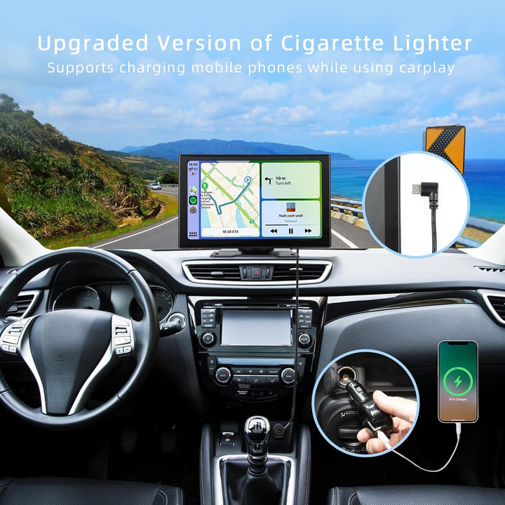 plimpton Upgraded Wireless Carplay, Android Auto Screen for Car, 9 Inch IPS Touch Screen Car Play Driveplay Multimedia Player with Voice Control, Mirror Link, BT, FM
