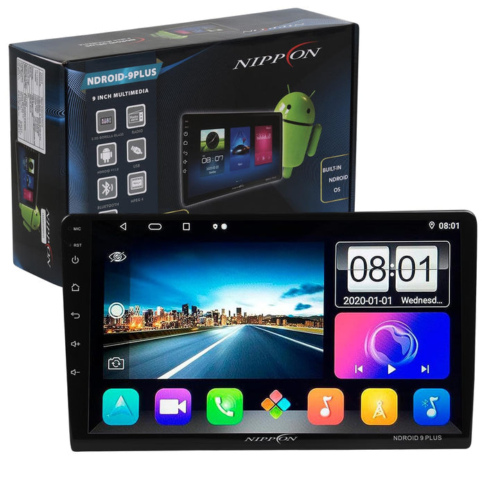 NIPPON NDROID 9PRO(T) with T-Link 2/32 GB Wireless Apple Car Play and Android Auto with 9 Inch High Touch Panel Android 10.1, IPS Display, Bluetooth, WiFi, GPS, 40 Skin Included