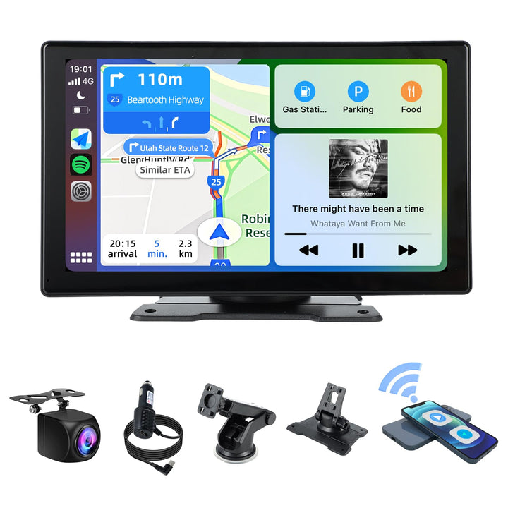 plimpton Upgraded Wireless Carplay, Android Auto Screen for Car, 9 Inch IPS Touch Screen Car Play Driveplay Multimedia Player with Voice Control, Mirror Link, BT, FM