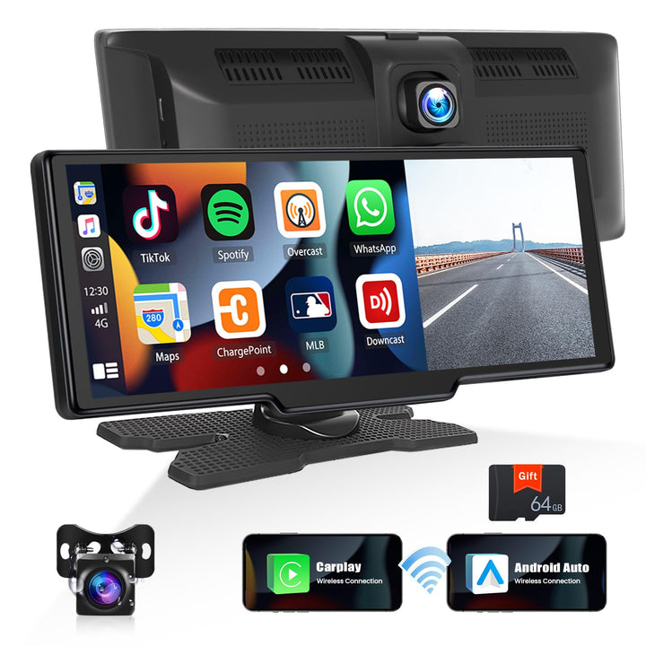 UNITOPSCI Wireless CarPlay Portable Car Stereo Android Auto Voice Control Bluetooth Car Radio 7 Inch HD Touch Screen CarPlay Screen Player Media Mirror Link GPS/FM/AUX/32G TF Card