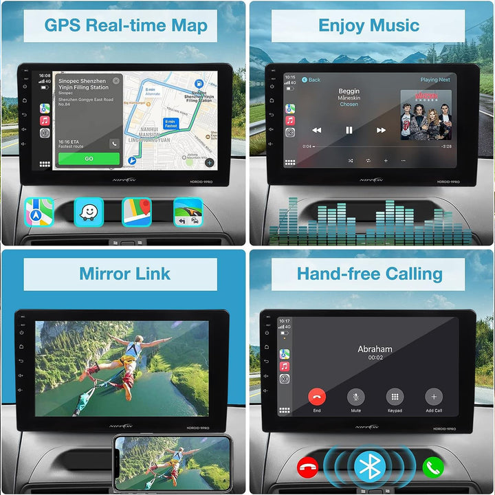 NIPPON NDROID 9PRO(T) with T-Link 2/32 GB Wireless Apple Car Play and Android Auto with 9 Inch High Touch Panel Android 10.1, IPS Display, Bluetooth, WiFi, GPS, 40 Skin Included